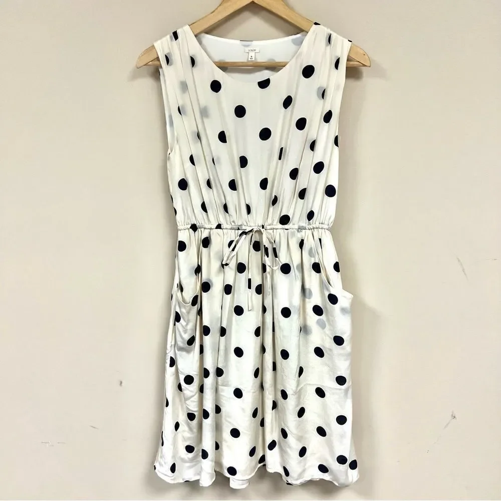J Crew polka dot dress 100 % silk with pockets size 0